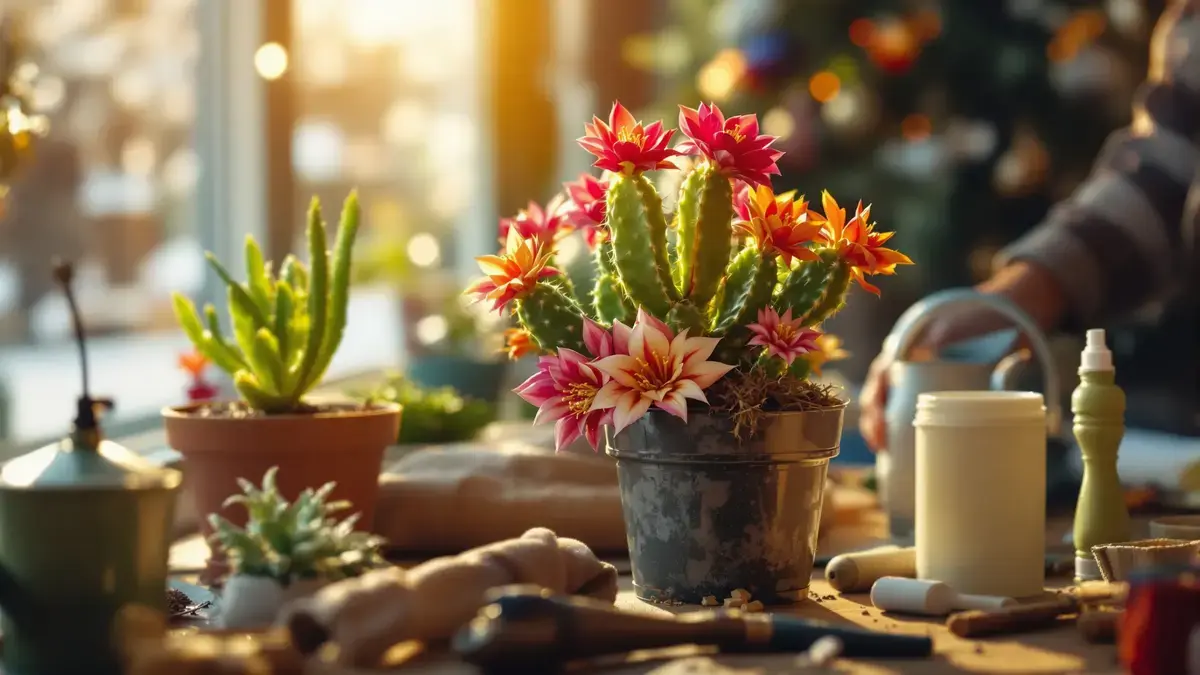 De kerstcactus zal overvloedig bloeien. Een bloemistenvriend gaf me het recept voor een uitstekende meststof.