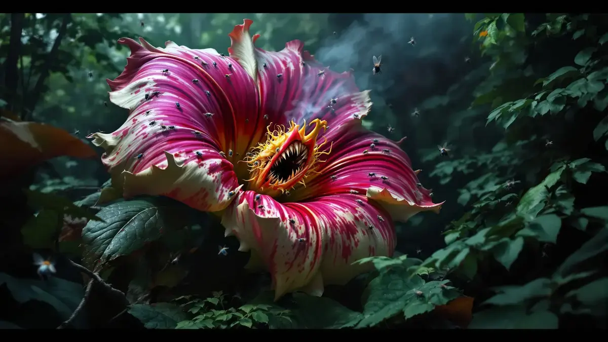 De reusachtige bloem die een zo walgelijke geur verspreidt dat die de verbeelding te boven gaat